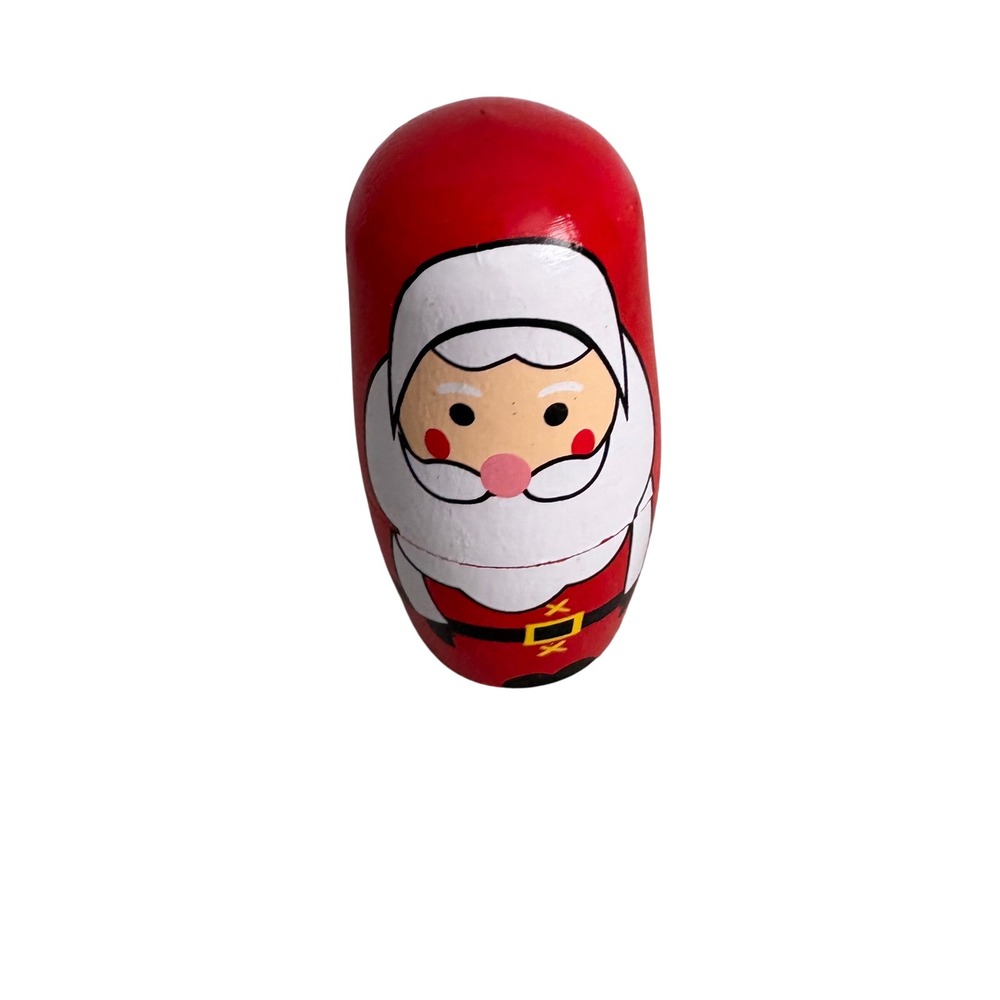 Santa Claus Wooden Nesting Dolls Matryoshka 5 Piece Set Christmas Decor Red